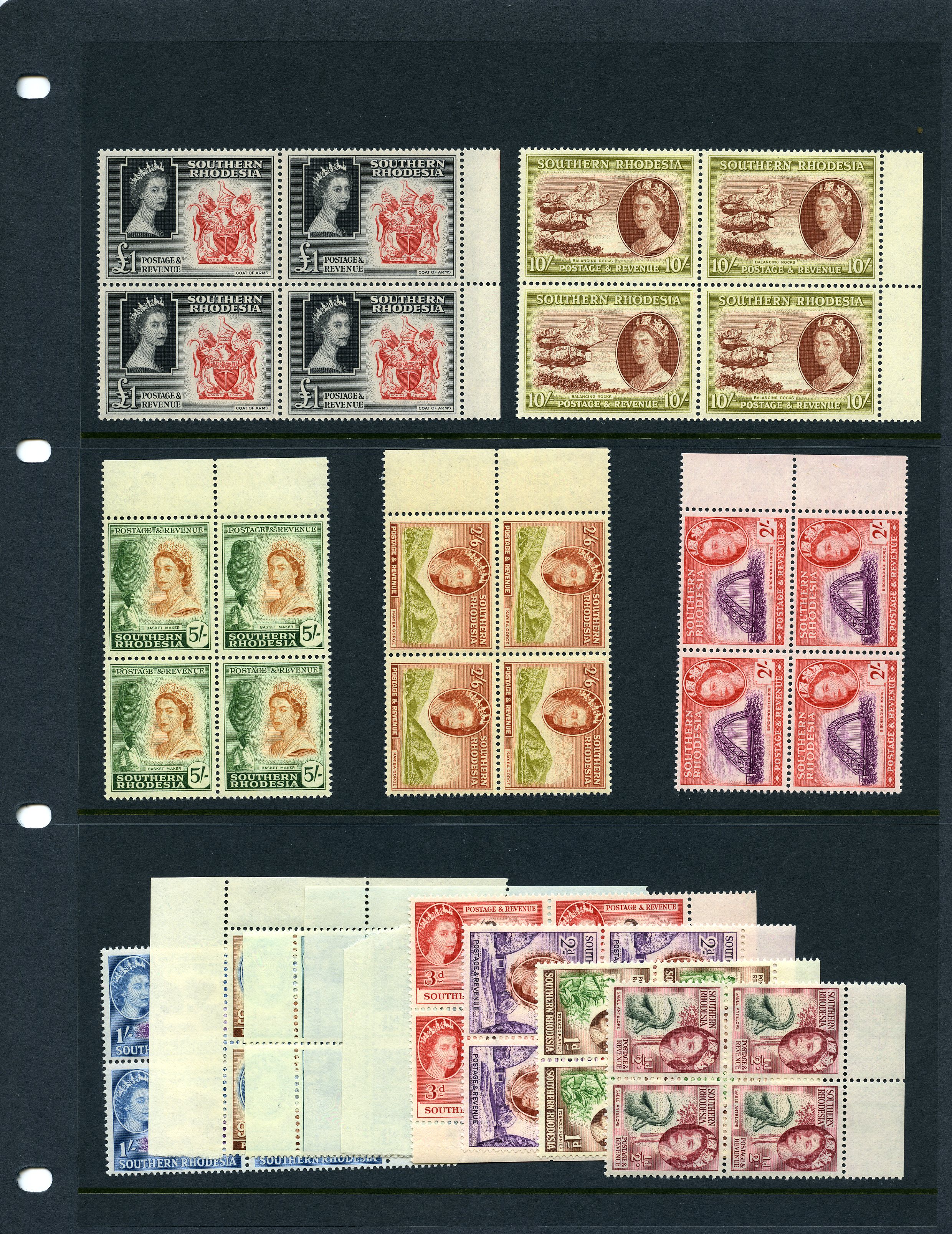1953 QEII set in unmounted blocks of 4, fine...