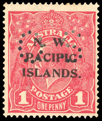 New Guinea 1919-23 official 1d rosine die II perf OS