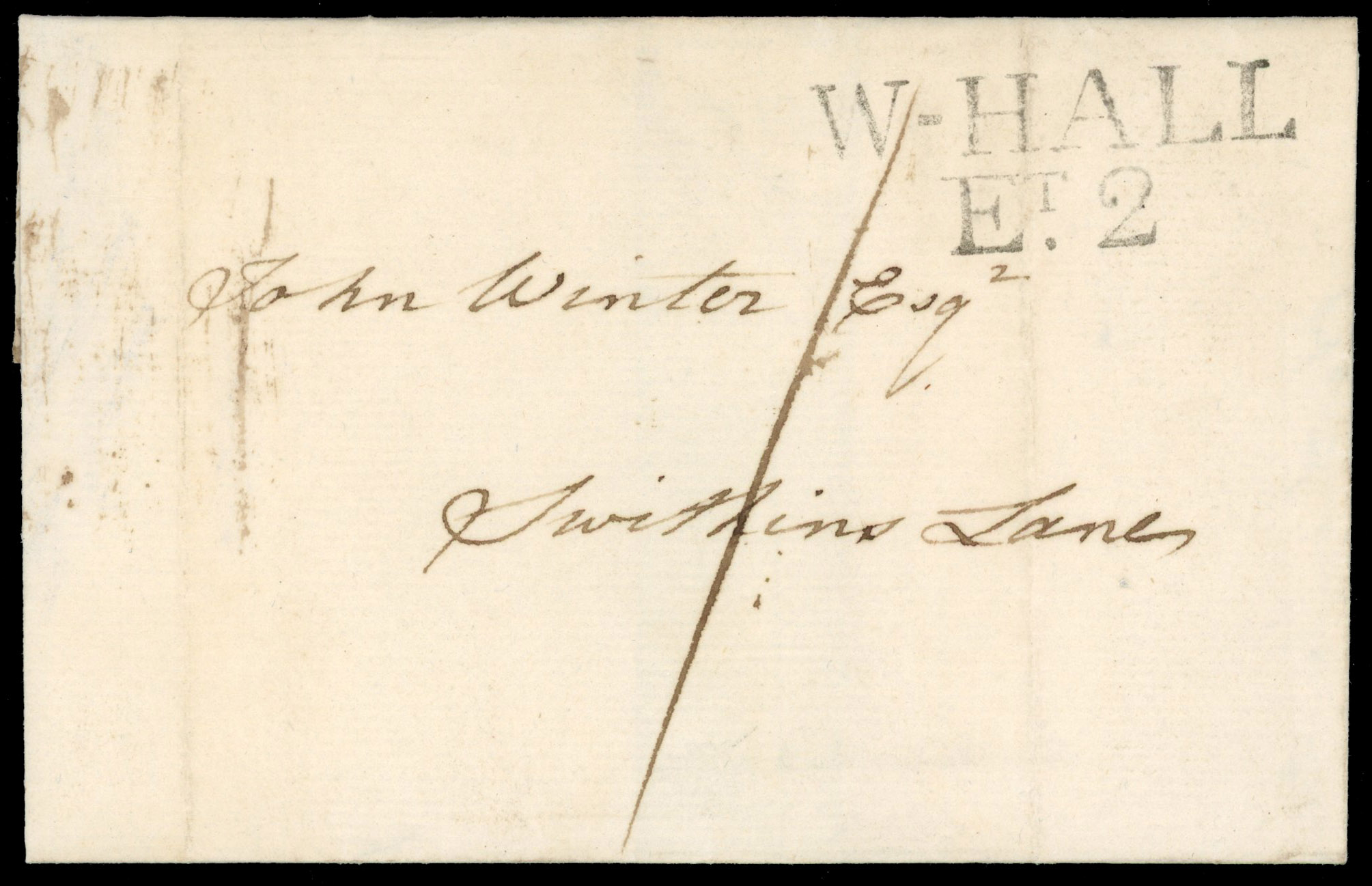 GB 1795 cover bearing superb strike of the “W-Hall/Et.2” handstamp