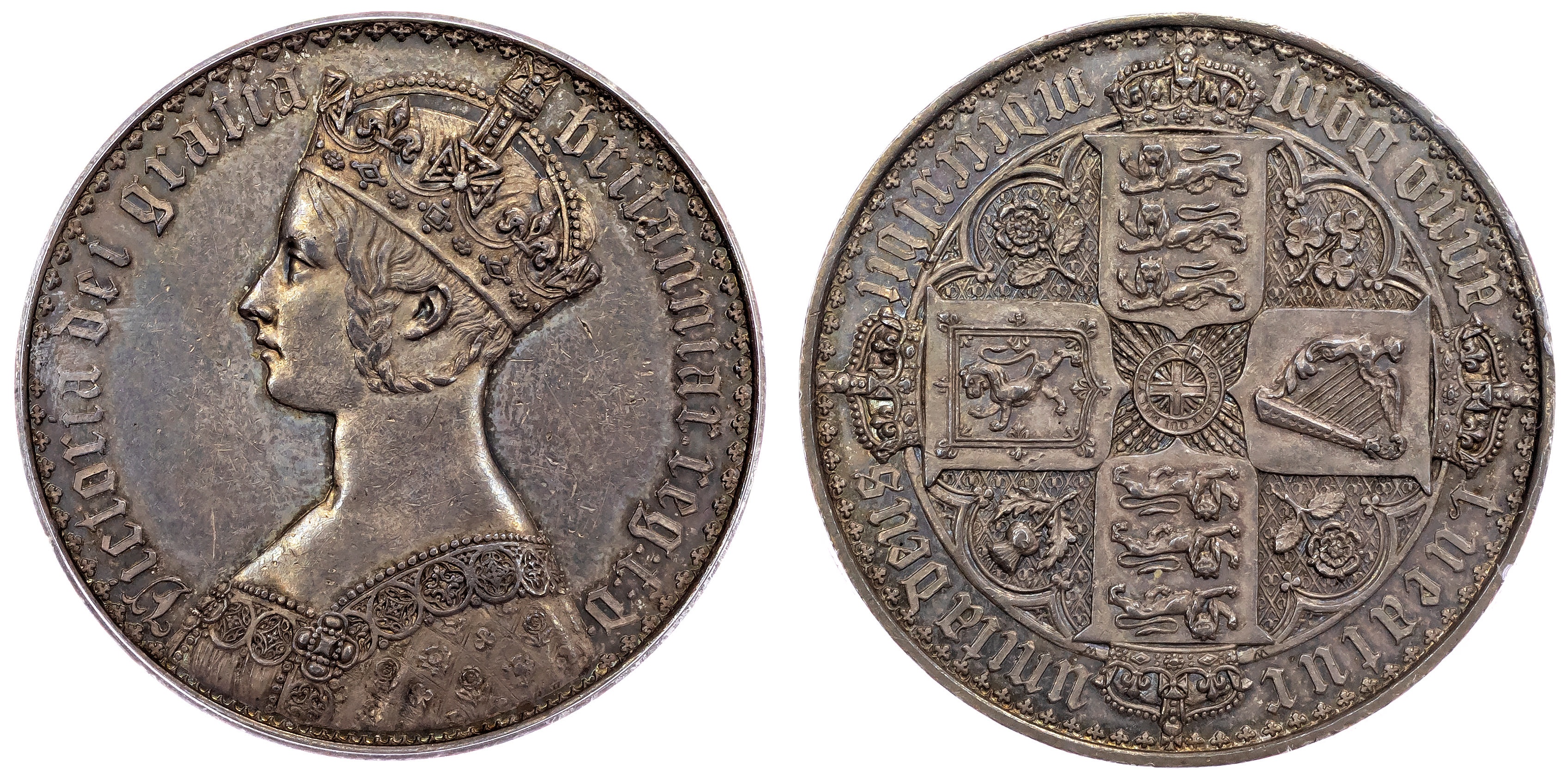 Victoria (1837‐1901), AR Proof ‘Gothic’ Crown, 1847 mdcccxlvii UNDECIMO. PCGS PR58