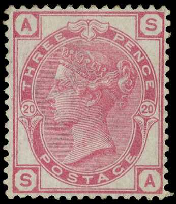 1881 3d rose Plate 20, part o.g. with a patch...