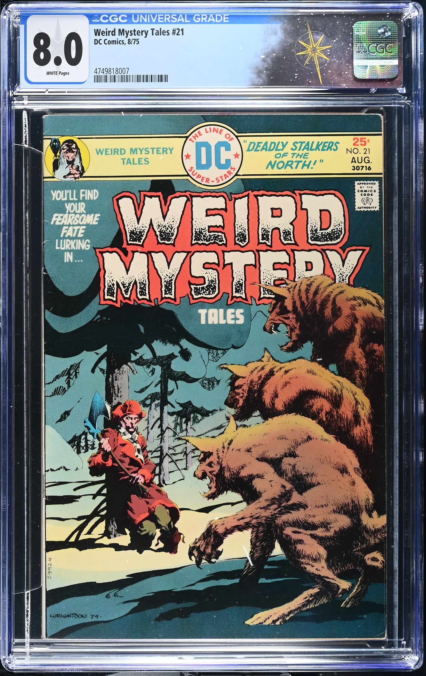 Weird Mystery Tales #21 CGC 8.0 Cover by Bernie Wrightson (DC Comics, 1975) White Pages