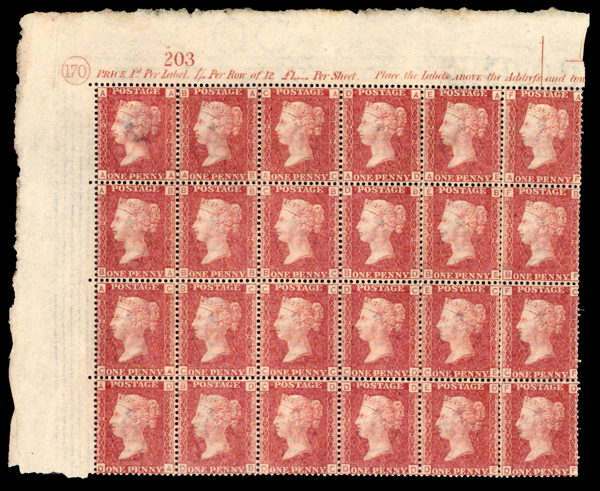 SG 43 Plate 170 block of 24 