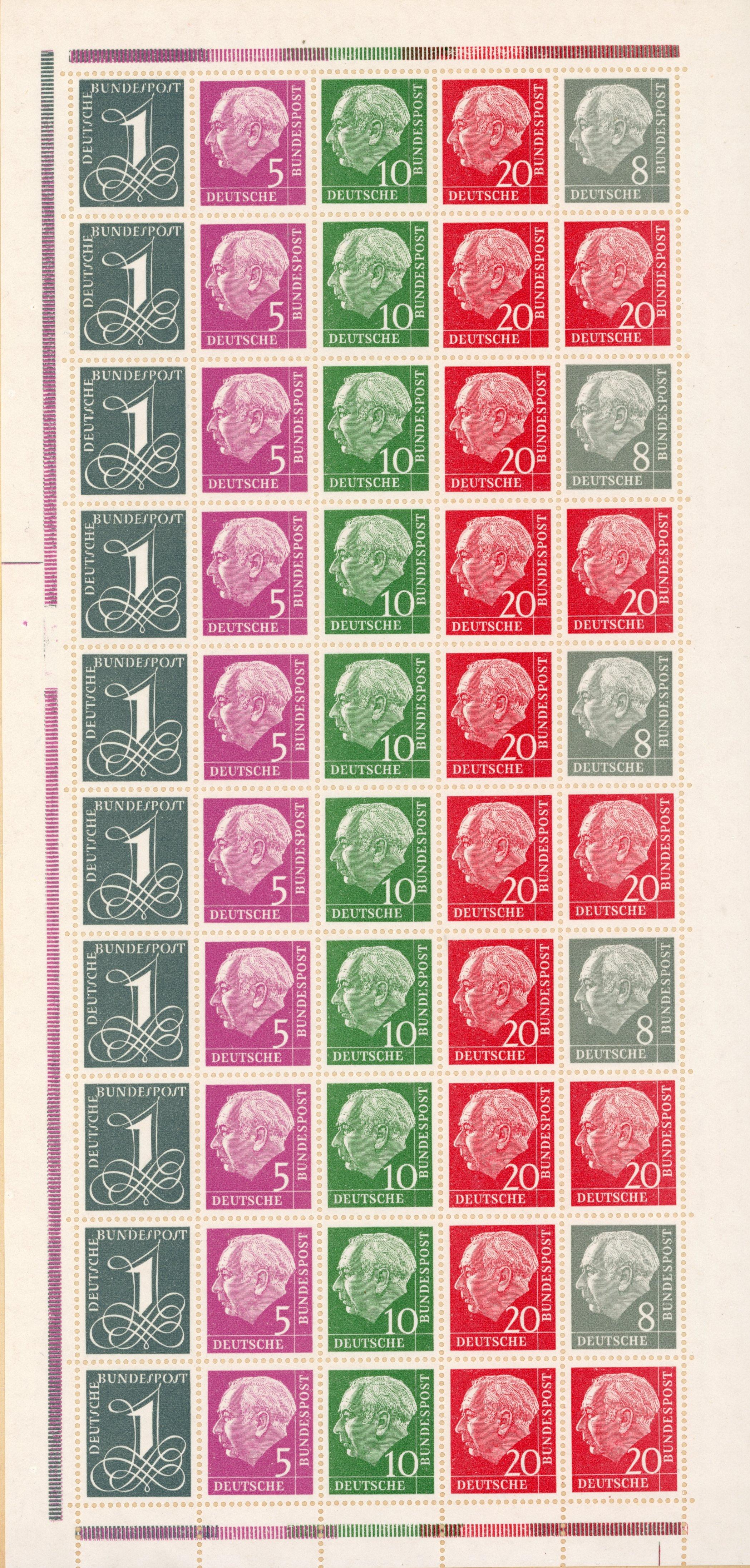 West Germany 1958-60 Heuss uncut booklet sheets unmounted o.g.