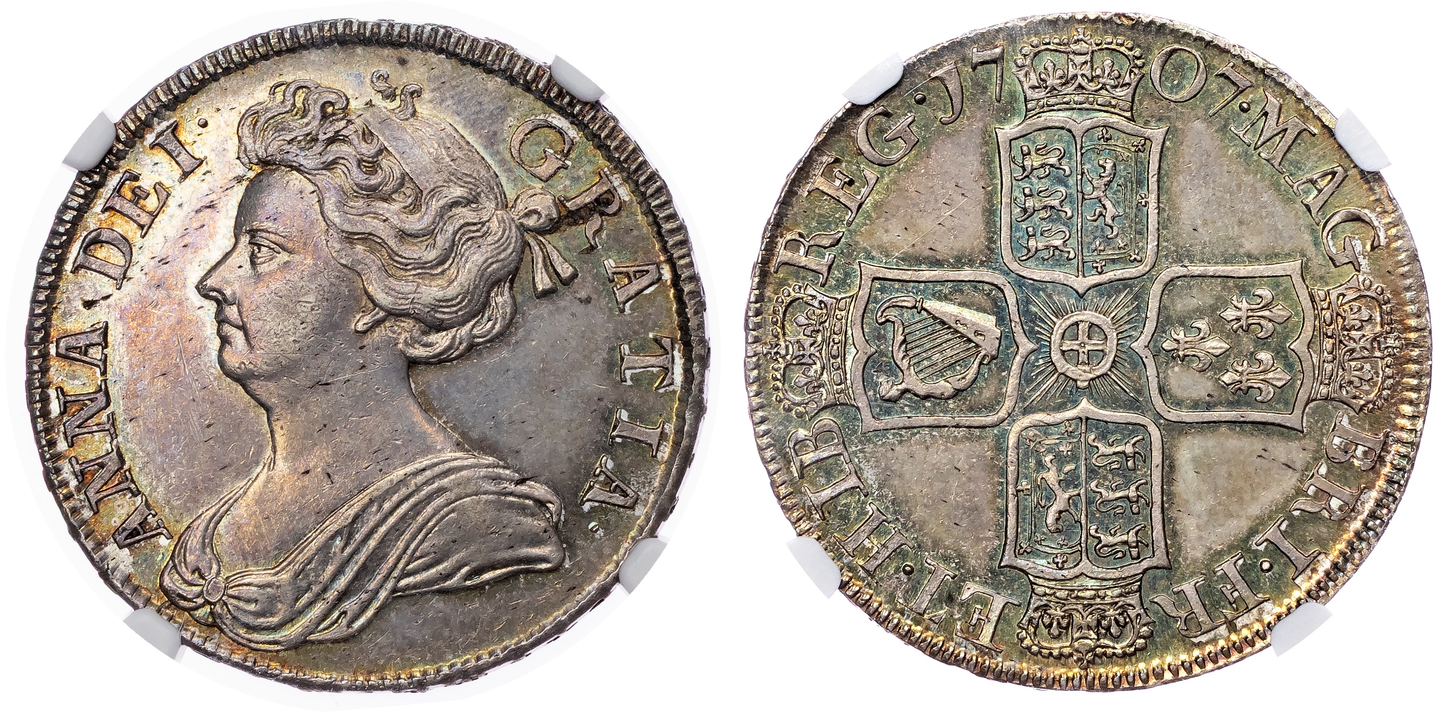 Anne (1702‐1714), AR Halfcrown, 1707 SEPTIMO, Post Union. NGC MS63