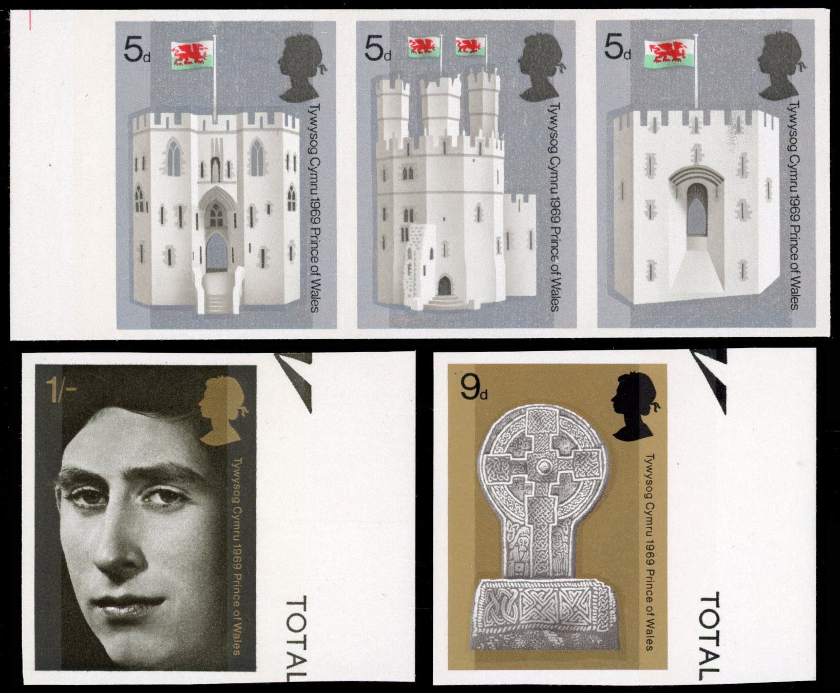 Great Britain 1969 5d-1s Investiture of H.R.H The Prince of wales, Set of Five, BPMA Imprimatur, SG 802/06