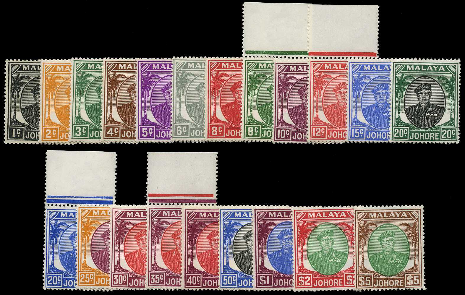 1949-55 set of twenty-one, unmounted o.g....