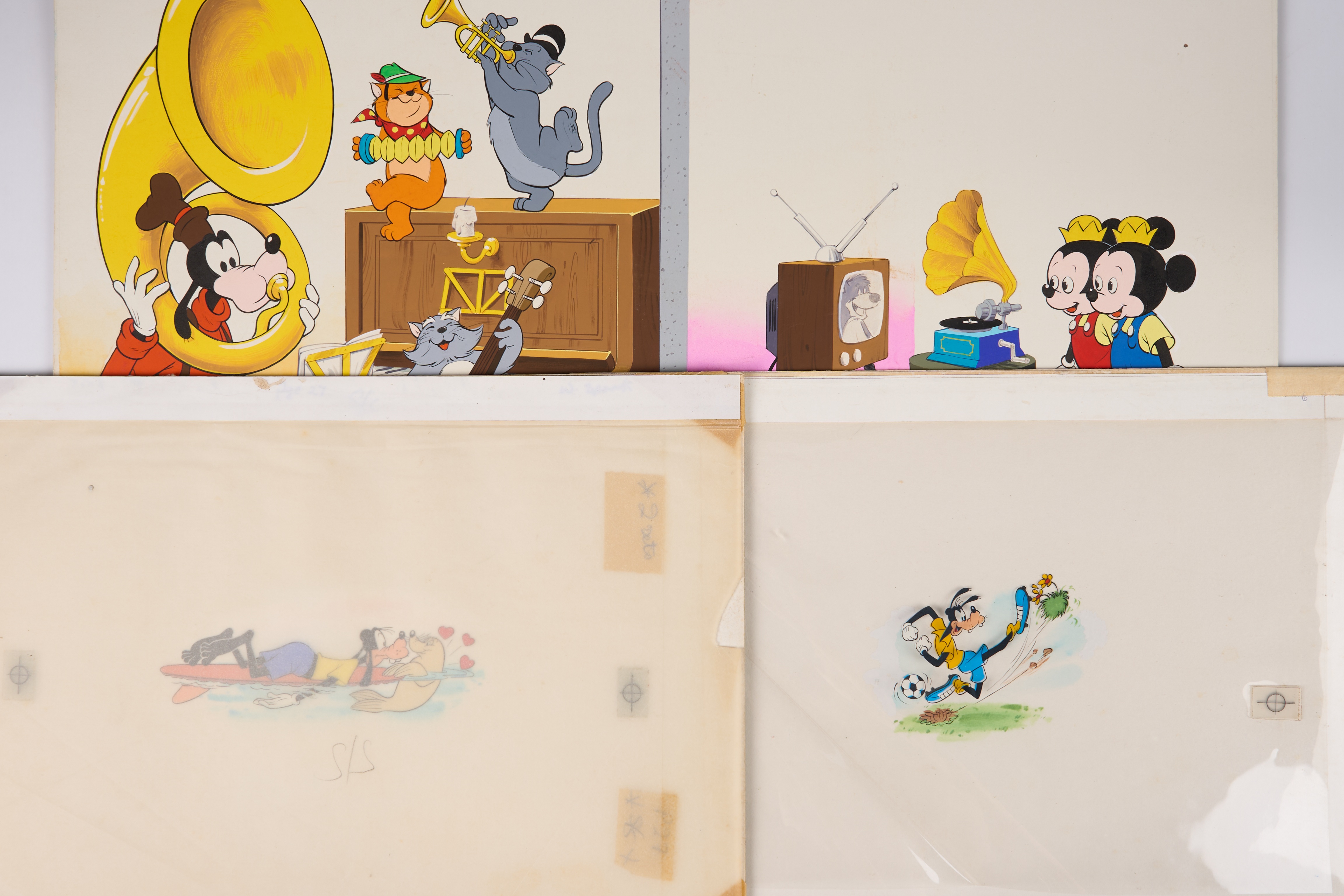 Goofy Original Production Cels from Water Sports and Disney Artwork Total 3