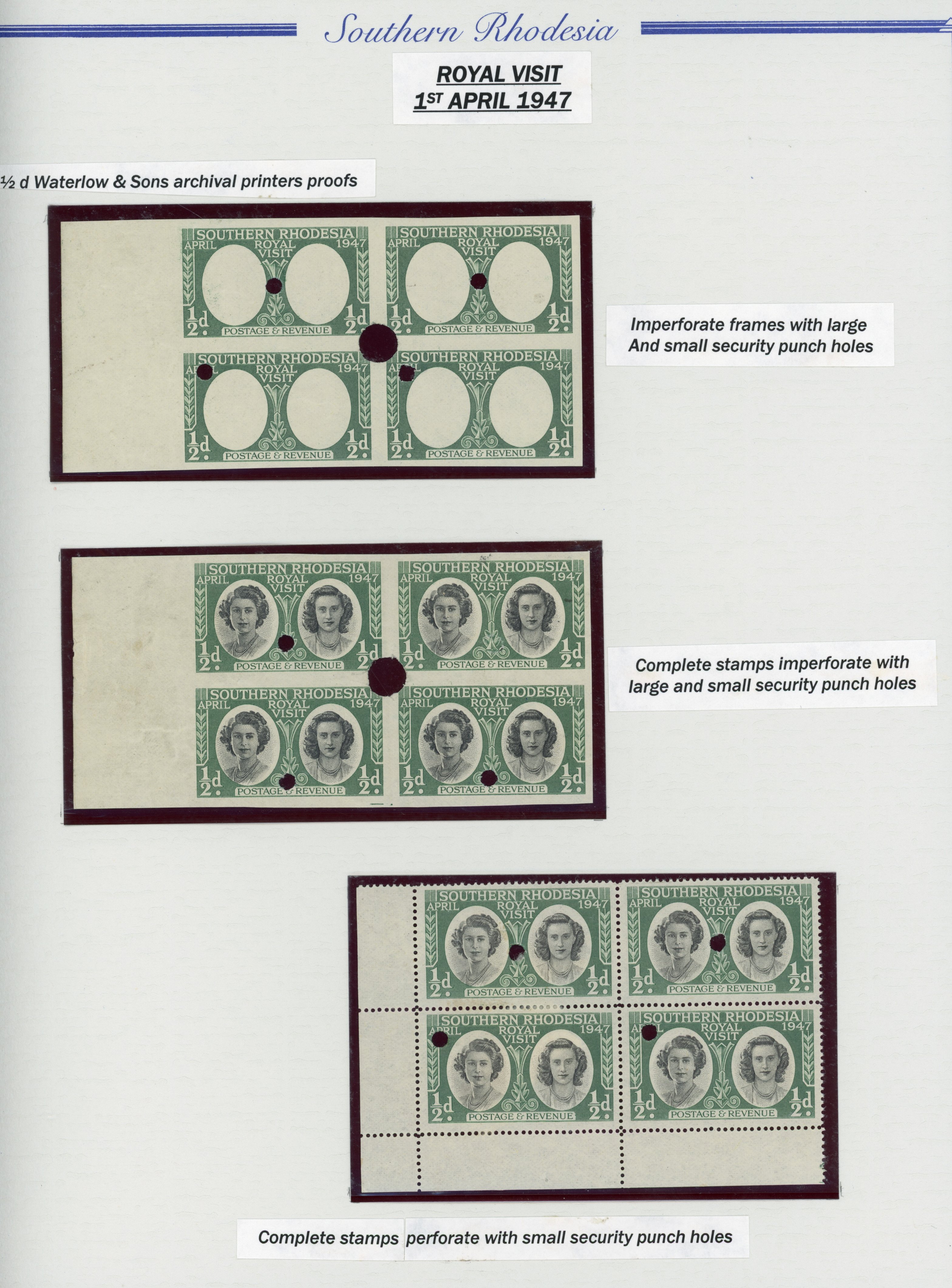 Southern Rhodesia SG 62-3 Proof blocks