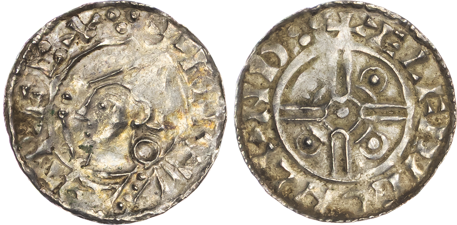 Cnut (1016-1035), AR Penny, Pointed Helmet type (1024-1030), London mint, Aelfric as moneyer.