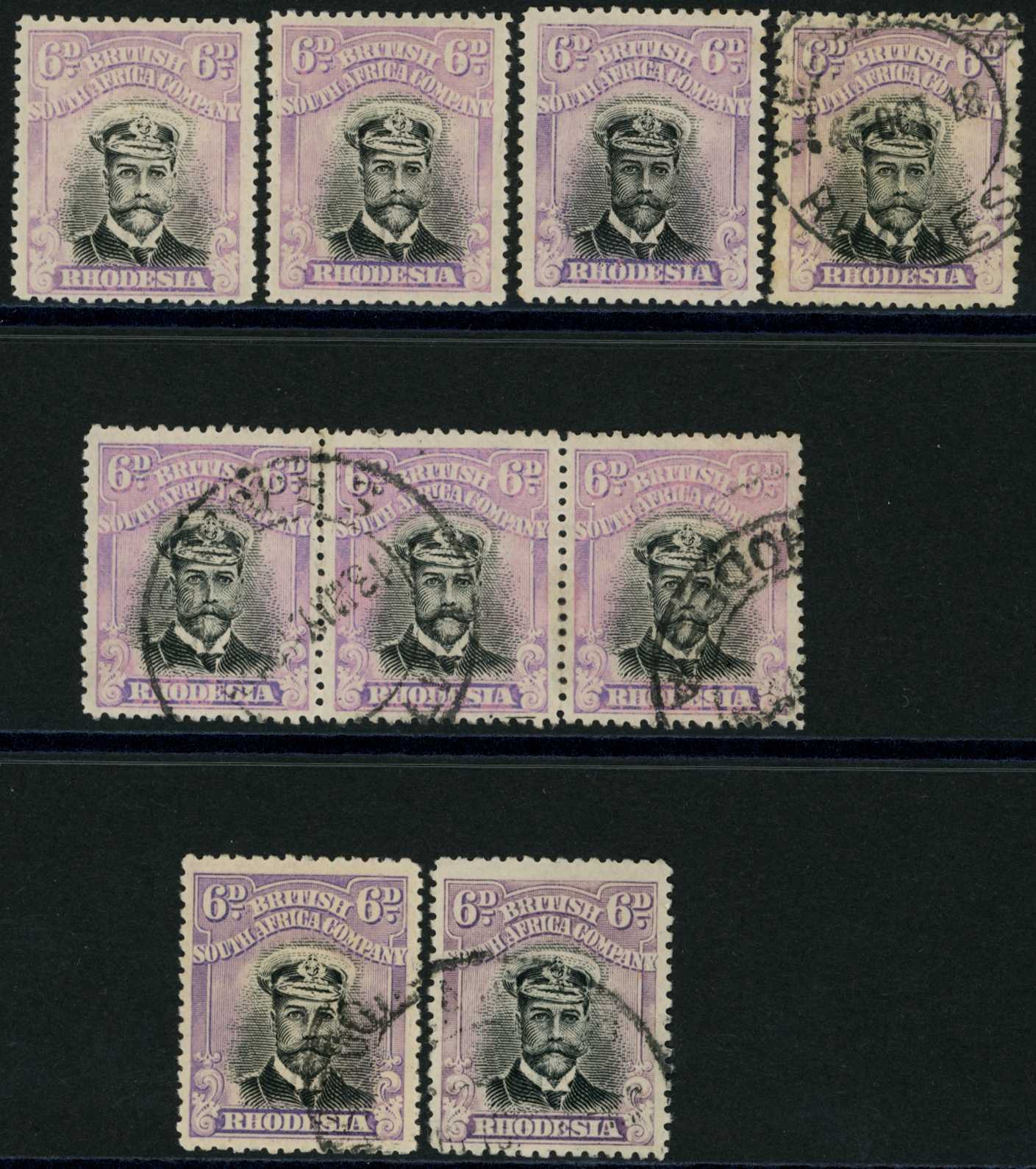 1913-7 6d Head Die II, perf 14. Plate 5...