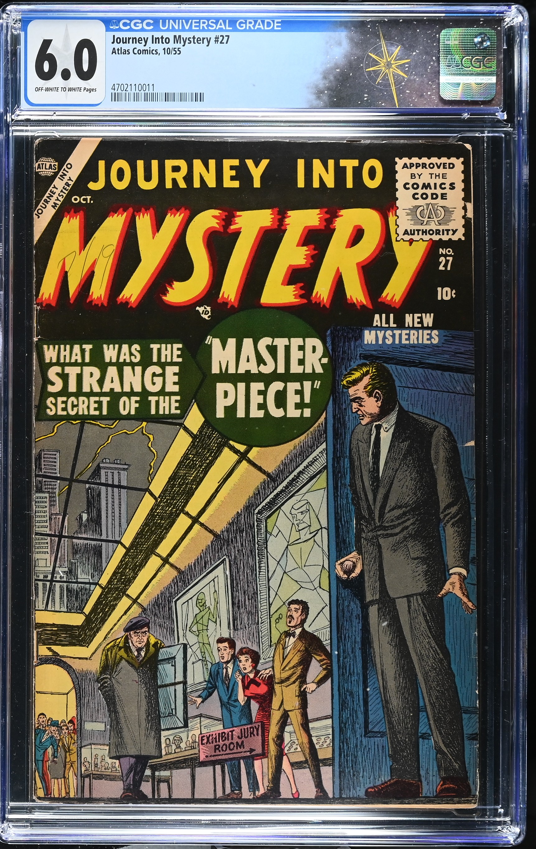 Journey into Mystery #27 CGC 6.0 Cover by Carl Burgos (Atlas/ Marvel Comics, 1955) Off-White to White Pages