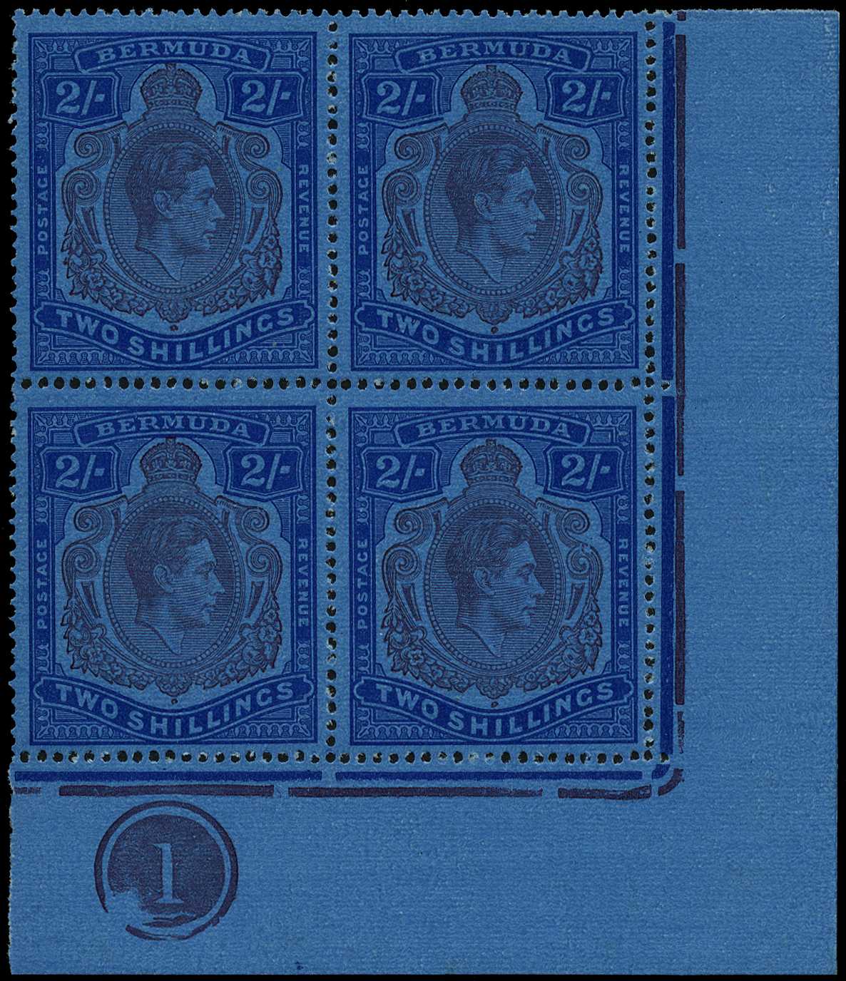 1941 (Oct.) 2/- purple and blue on deep...