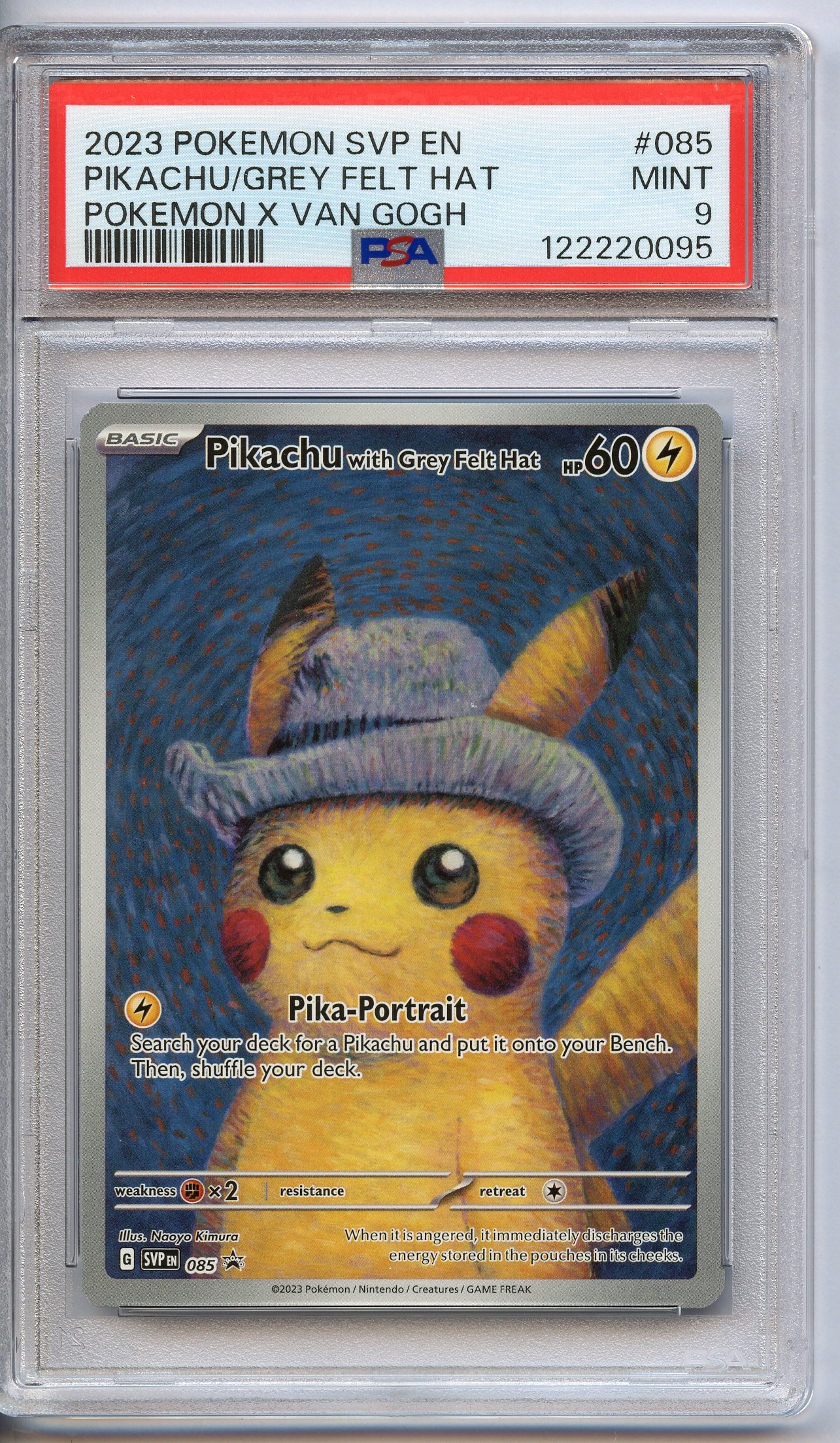 PSA 9 Pikachu with Grey Felt Hat - X Van Gogh #85