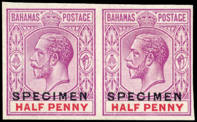 Bahamas 1922 printer's sample pair