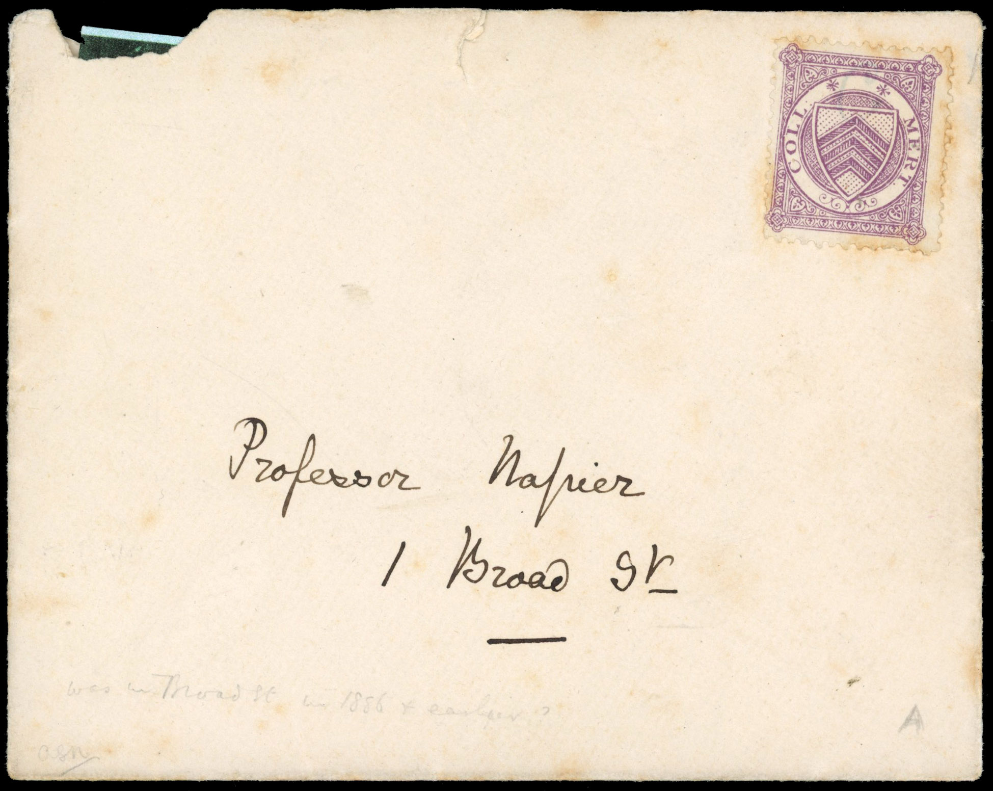 GB College Stamps Merton College ½d on cover