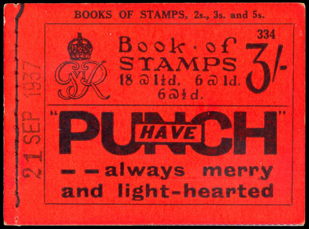 1937 3s Booklet (Edition 334). overprinted ‘CANCELLED' type 33 and punched
