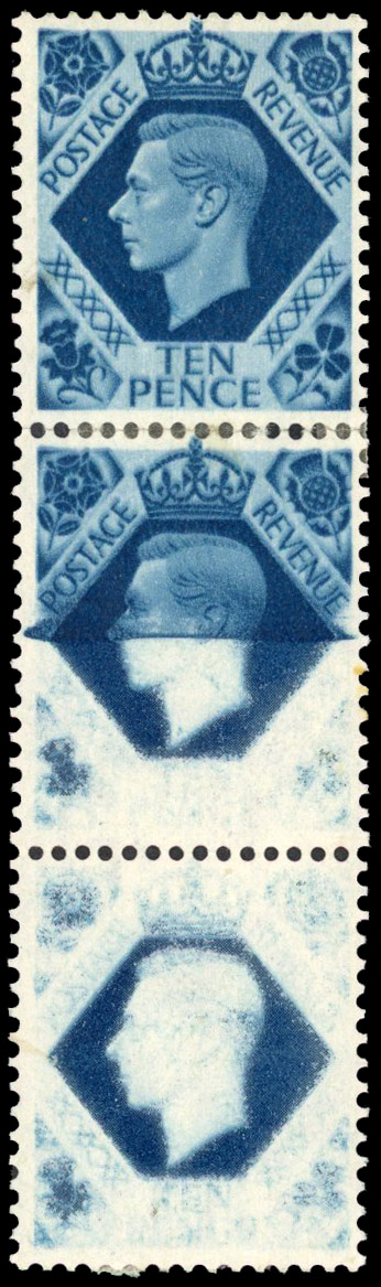 1939 10d Turquoise-blue Doctor blade strip mint (SG474var)