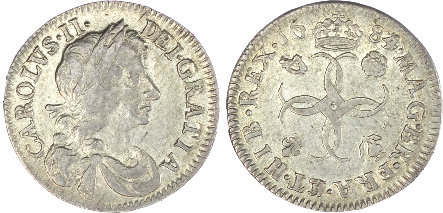 Charles II (1660-85), Maundy Set, 1684, Fourpence, Threepence, Twopence and Penny, laureate and draped bust right, legend