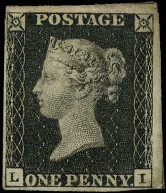 1840 1d black Plate 4 (LI) four close to...