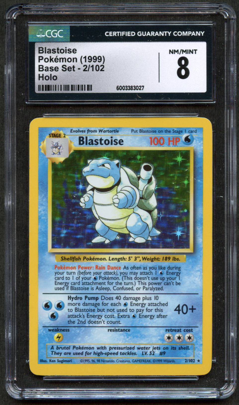 CGC 8 Blastoise Unlimited – Base Set (1999)