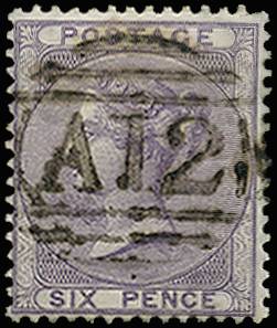 ST CHRISTOPHER SG Z4 1858-60 GB 6d LILAC WITH A12 NUMERAL