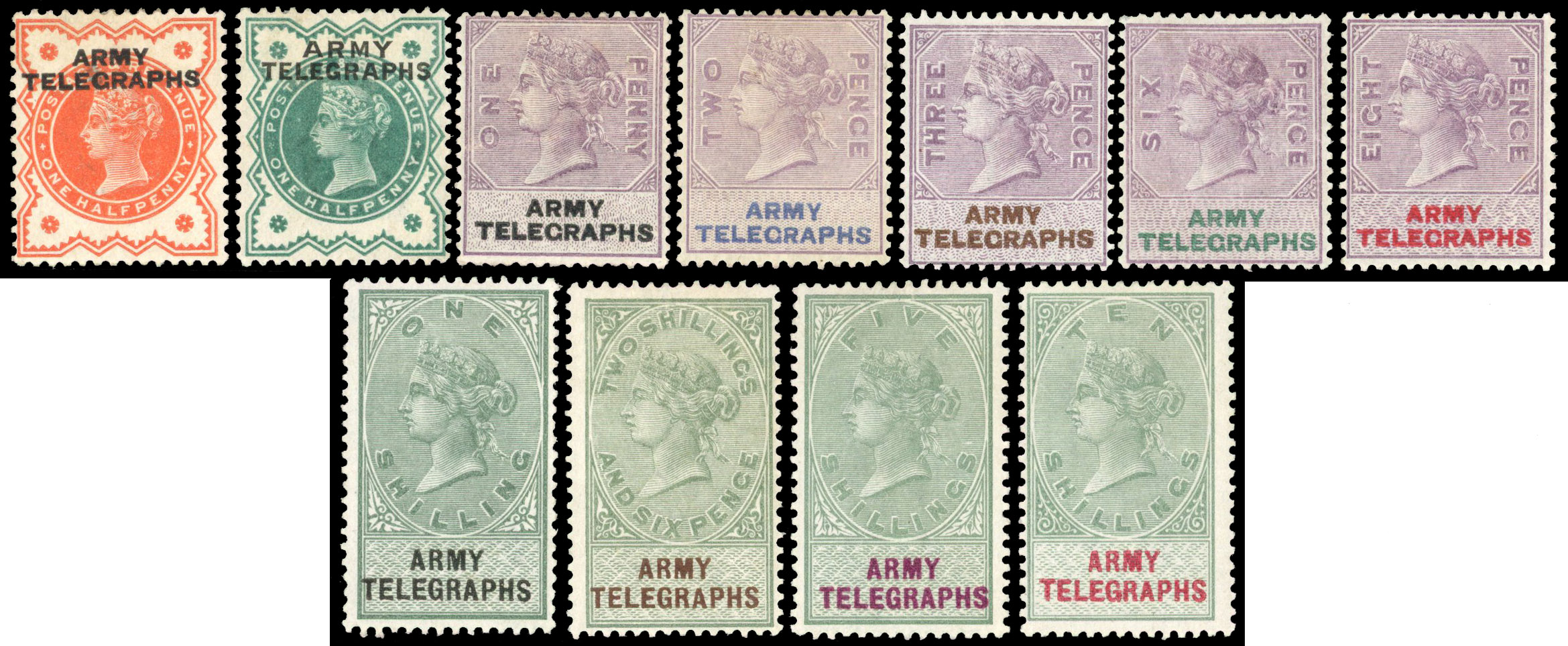 SOUTH AFRICA 1895  SG AT1/11 Telegraph Army Telegraphs Mint set to 10s