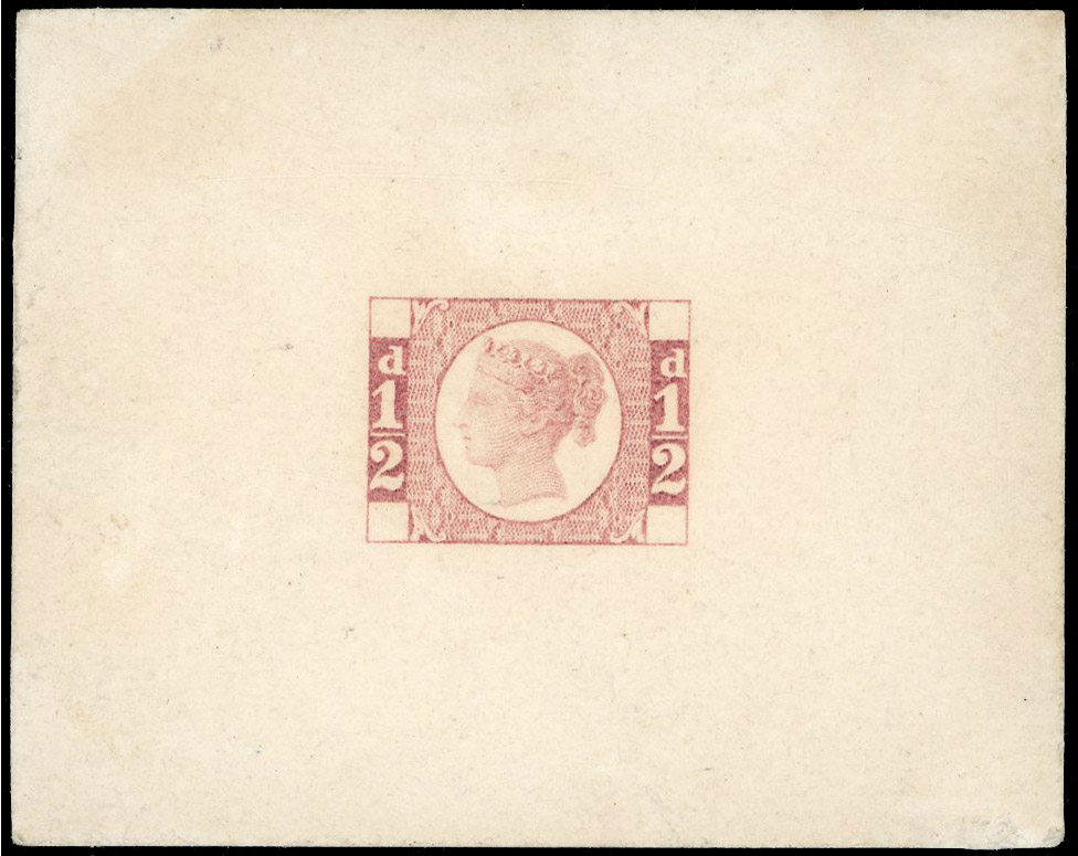 1871 ½d Ormond Hill Die Proof. Very fine example in rose, printed on thin white paper mounted on card (60x48mm). Scarce.…
