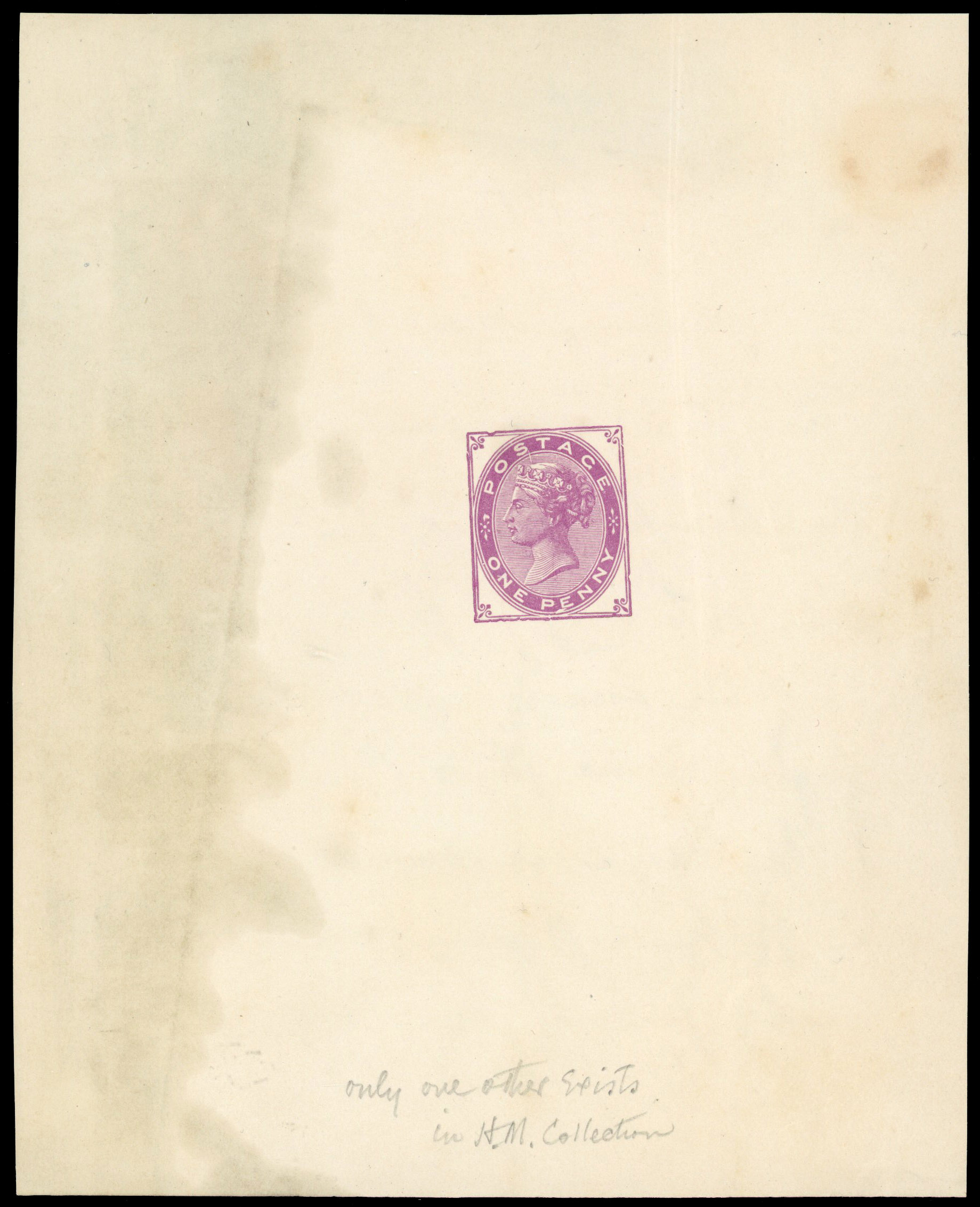 1885 1d Purple Charles Skipper East proof. Imperforate proof in purple