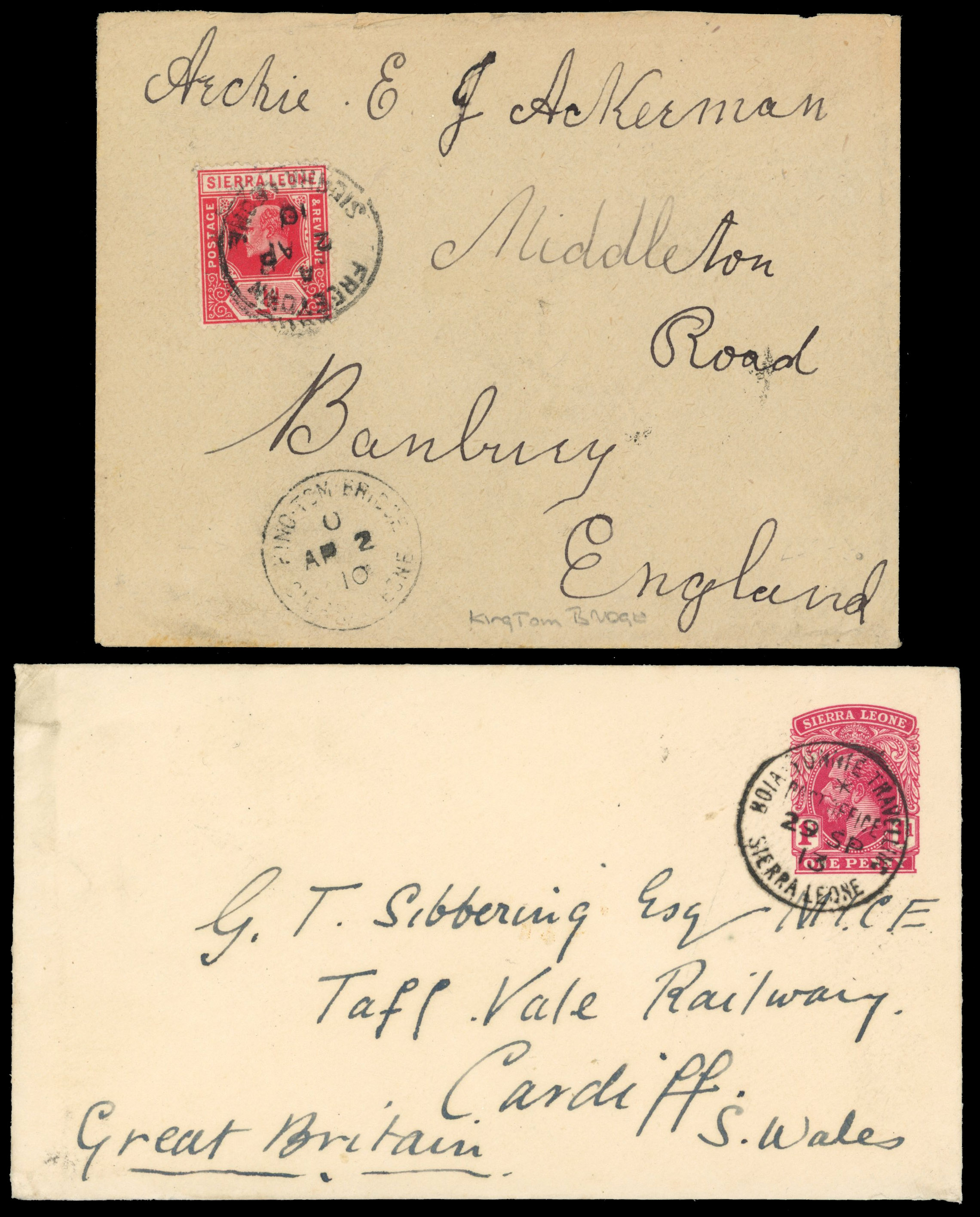 Sierra Leone : 1910-27 selection of five covers