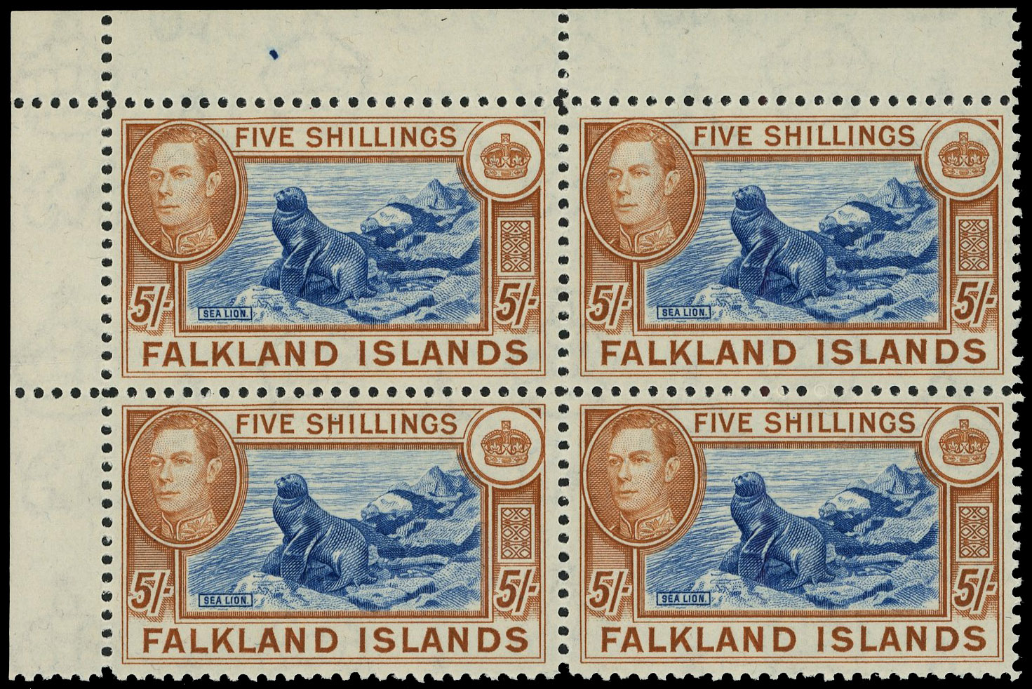 Falkland Islands SG 161c block mint