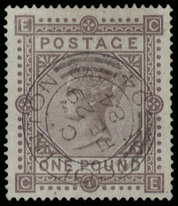 1882 £1 brown-lilac Pl.1 (White paper) Used Colinton SG136