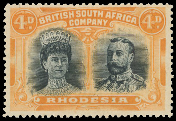 † 4d blue-black and yellow-orange RSC F, position 50 mint