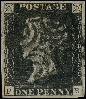 1840 1d Grey-black State III (PB). Used