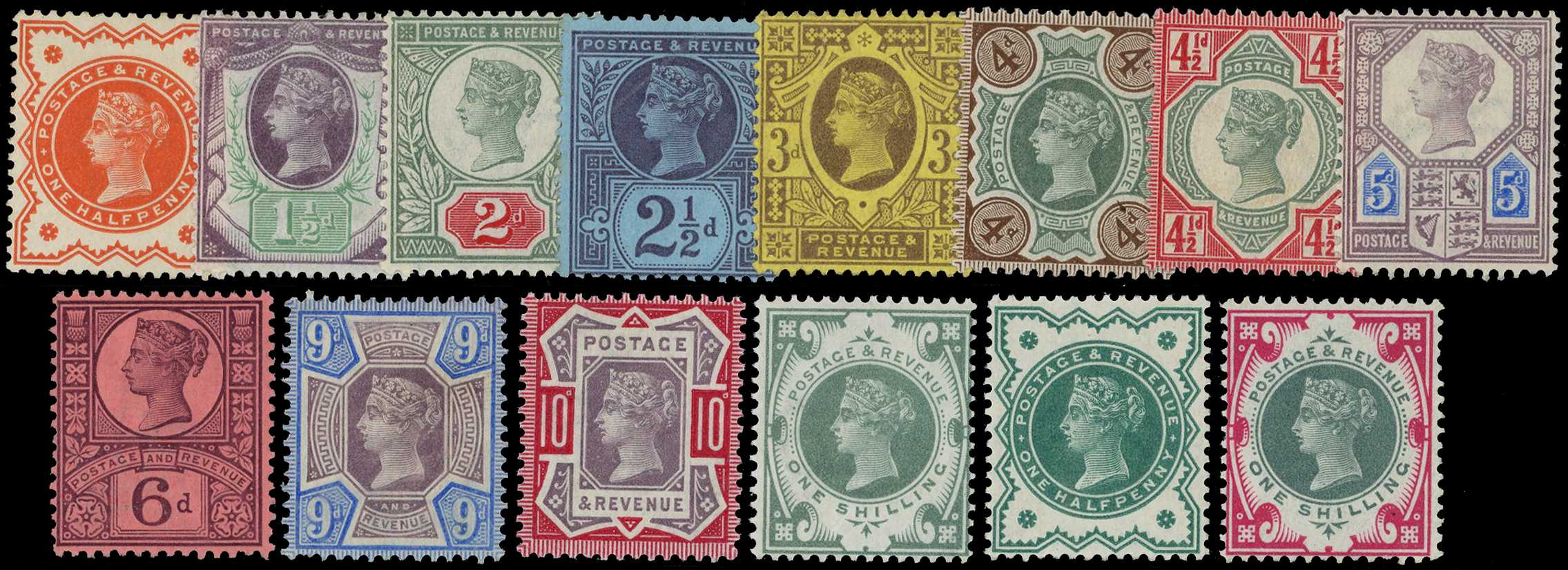 1887-1900 'Jubilee' ½d to 1s set of...