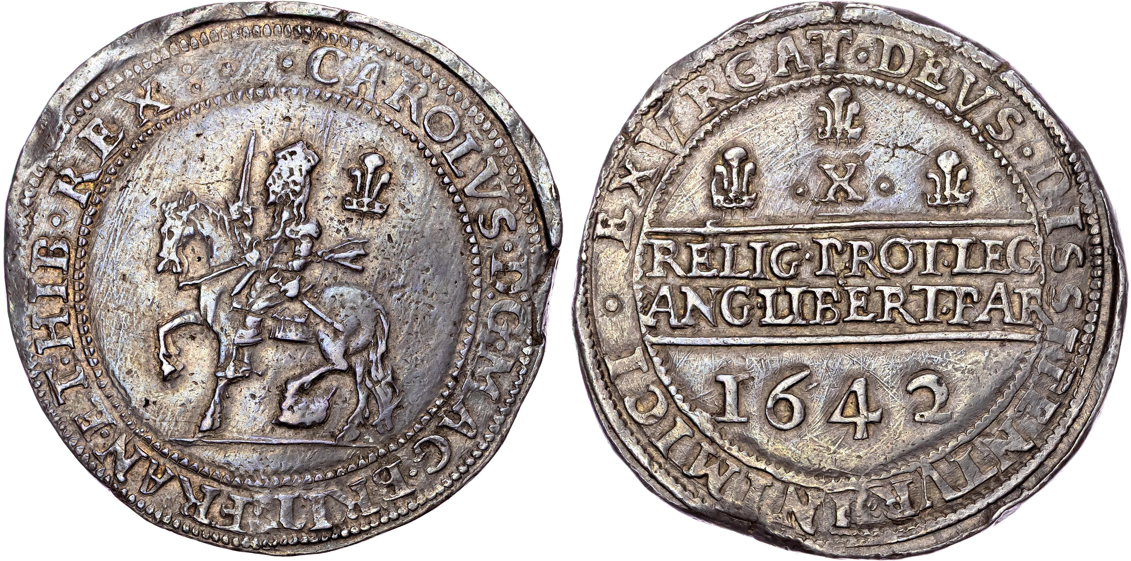 Charles I (1625‐1649), AR Halfpound, 1642, Civil War Issues, Shrewsbury mint, mm. none (pellets).