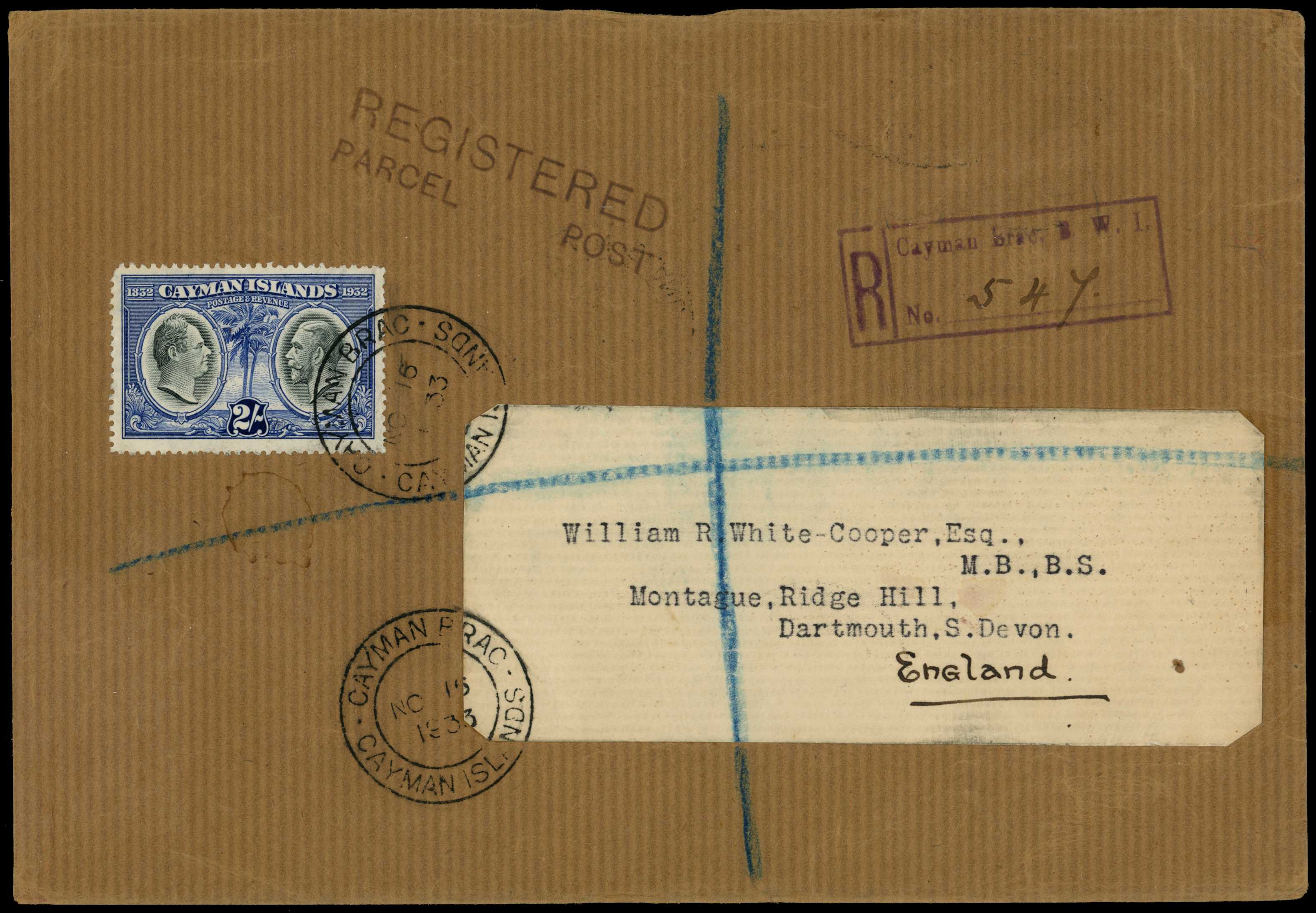 1933 Larger sized cover sent registered...