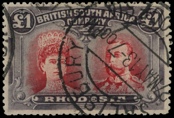 £1 carmine-red and bluish black SG 165, position 15, CTO-used