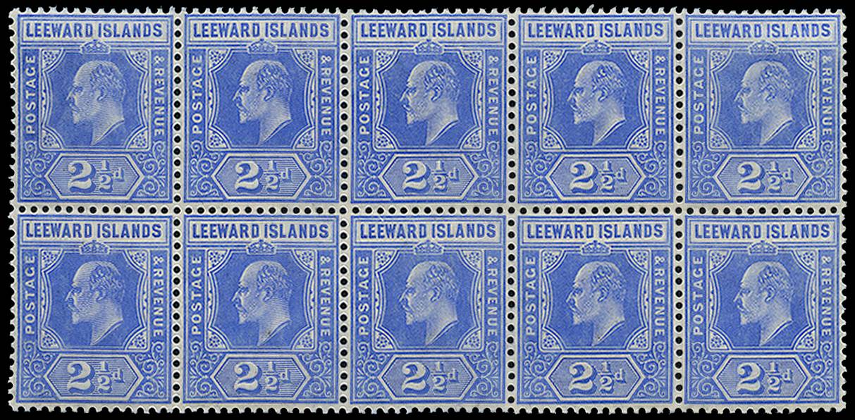 LEEWARD IS SG 40/(b) 1907-11 2½d bright blue R1/3 B10 o.g.