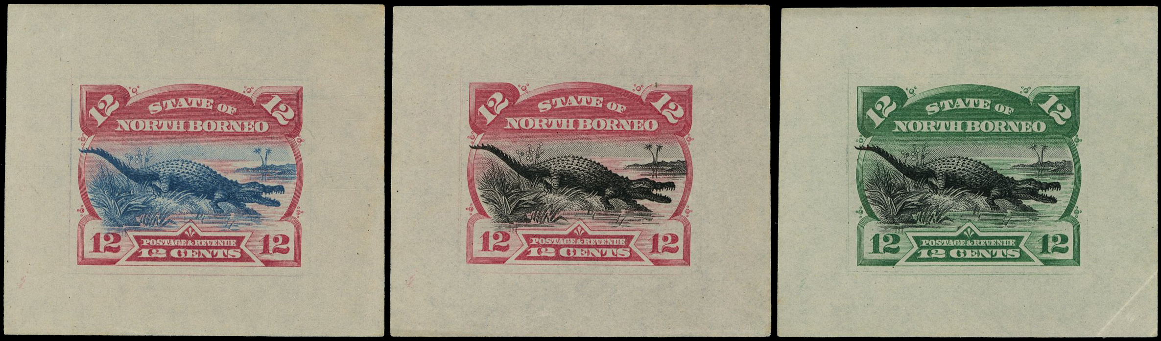 North Borneo 1894 Waterlow Colour Die Proofs of 12c Design.