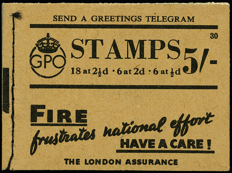 GB 1943  SGBD26 Booklet (Edition No. 30, unglazed buff cover)