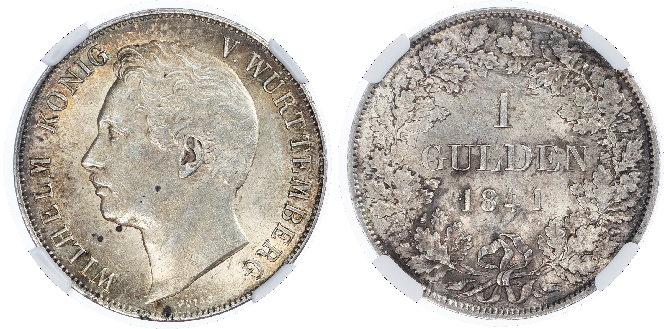 Germany, States, Wurttemberg. William I AR Gulden, wreath reverse. 1841. 