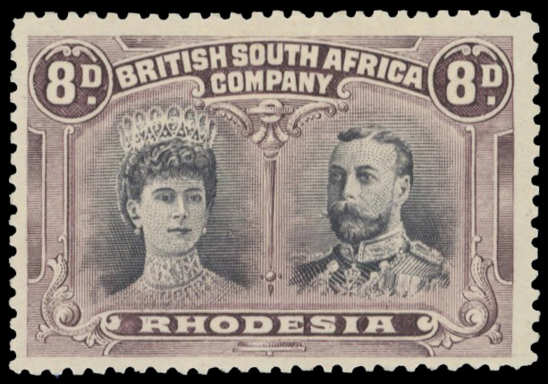 † 8d (paler) grey-black and (lighter) purple perf 13½ SG 185 variant, position 2 Gash in Ear mint