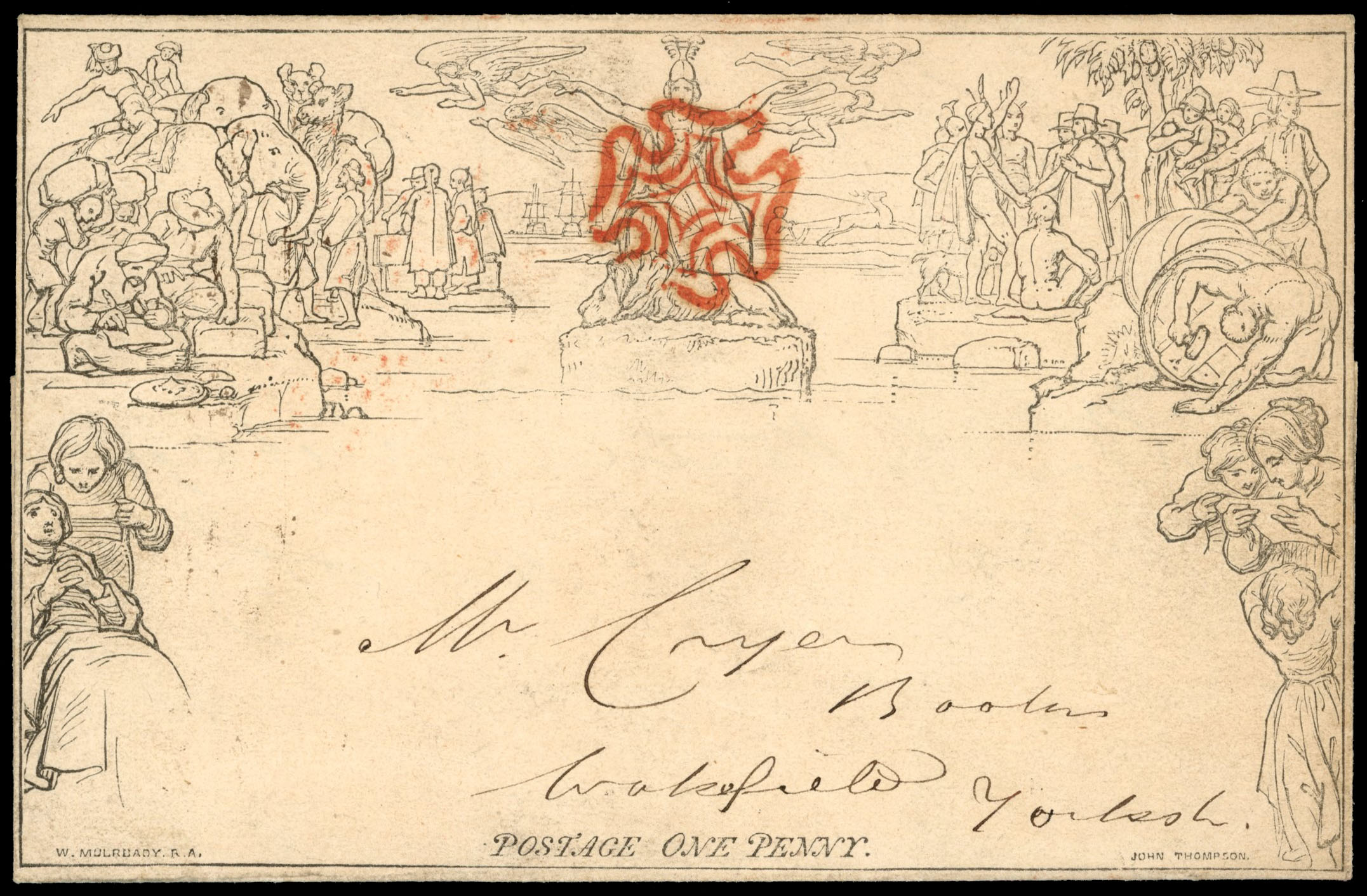 GB 1840 (29 June) 1d Mulready Lettersheet used