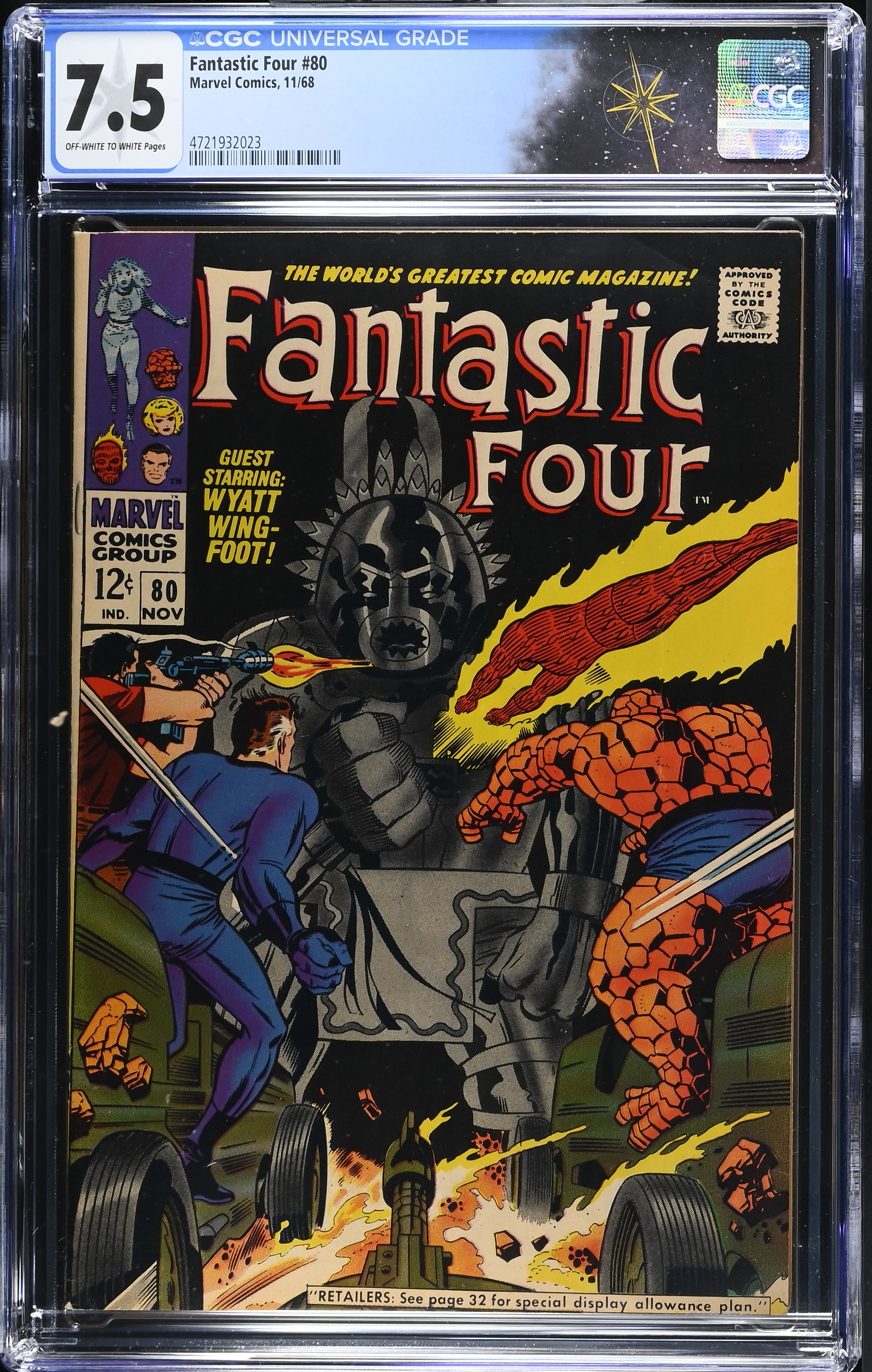Fantastic Four #80 CGC 7.5 1st Appearance of Tomazooma (Marvel Comics, 1968) Off-White to White Pages