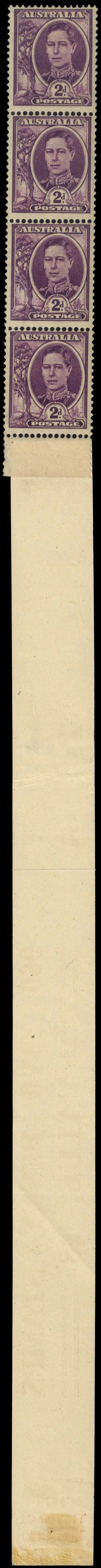 Australia 1942-50 2d bright purple in marginal coil strip of 4 SG 205b.