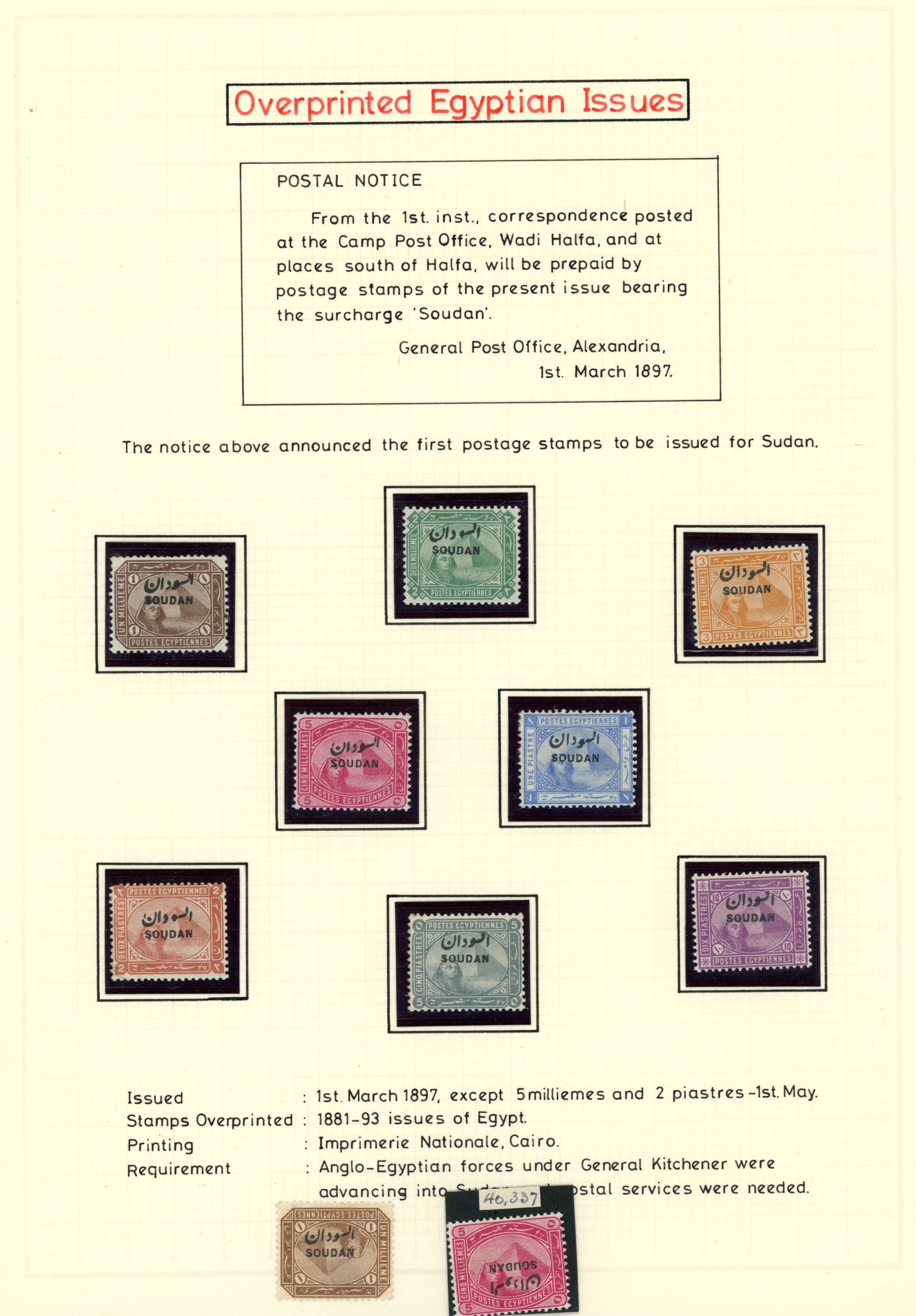 1897 stamps of Egypt overprinted to 10p...