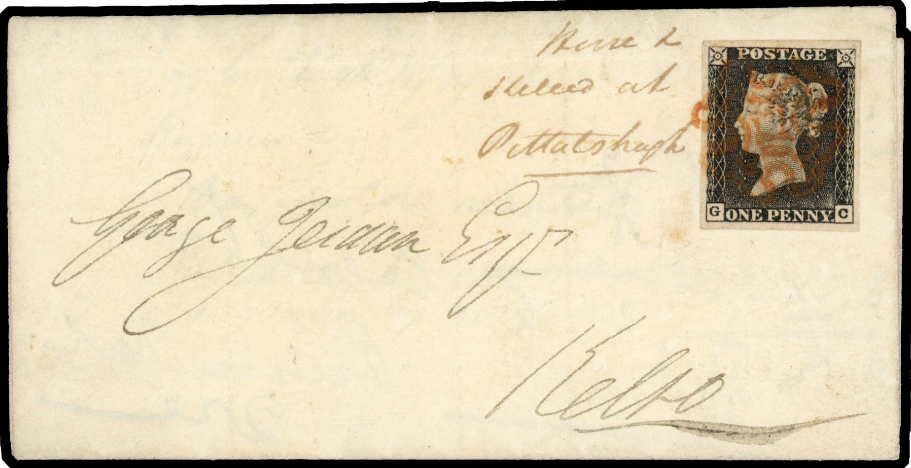 GB 1840 entire addressed to Kelso, franked by 1d black