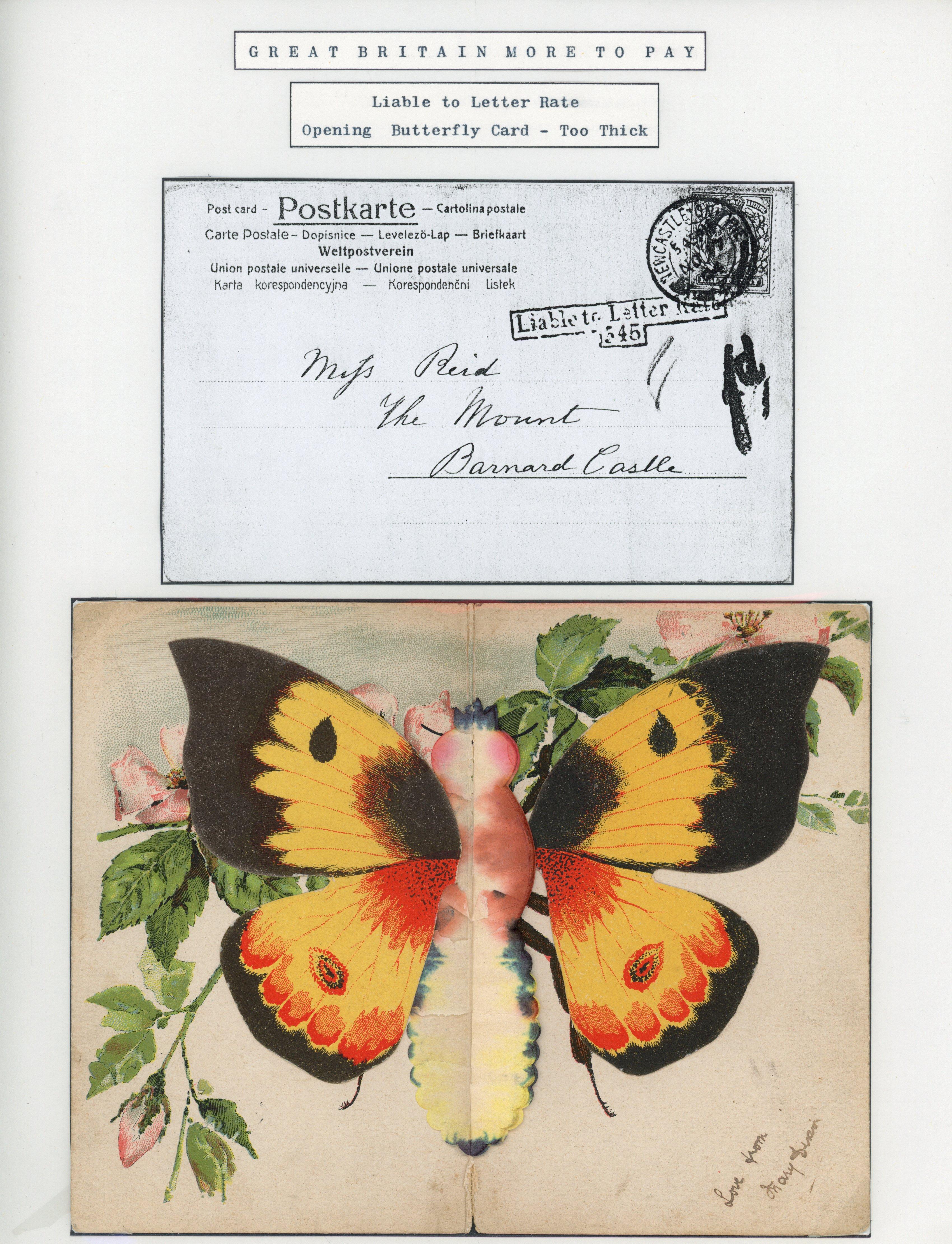 Great Britain 1904 novelty postcard with a pop-out butterfly attached