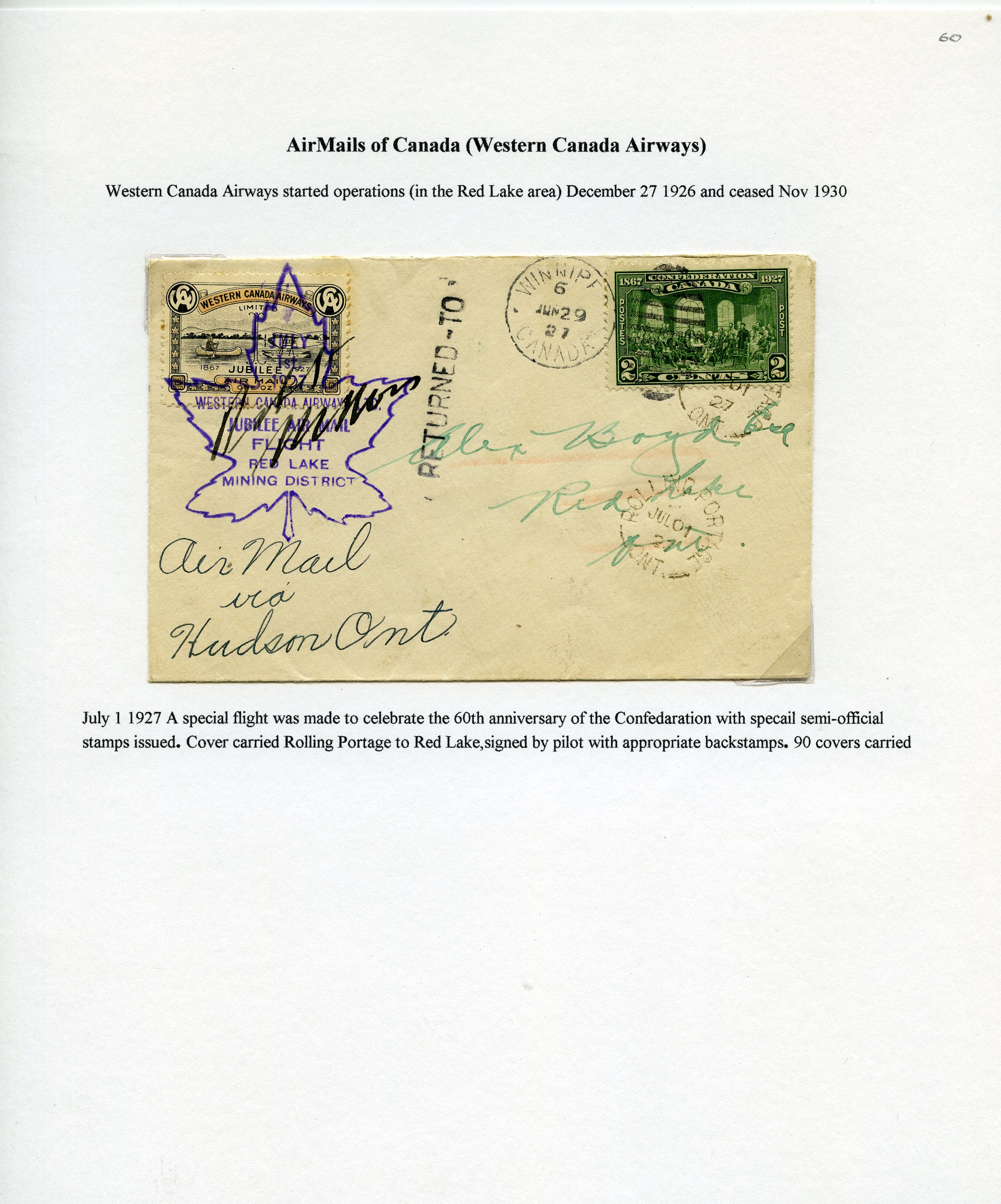 AIRMAILS: 1927 Group of seven Western...